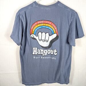Hangout Gulf Shores Alabama Comfort Colors Shirt Men’s Medium Blue Graphic Tee